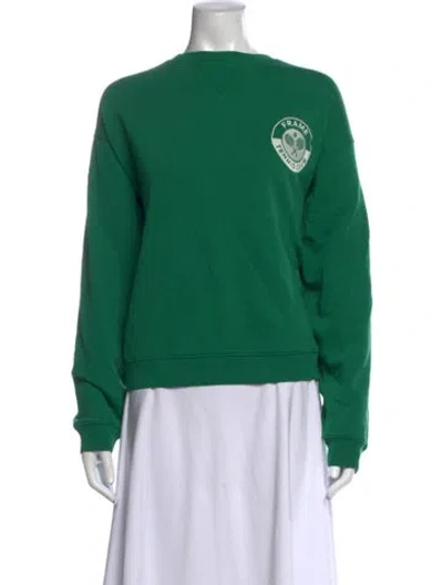 Pre-owned Frame Graphic Print Crew Neck Sweatshirt In Green