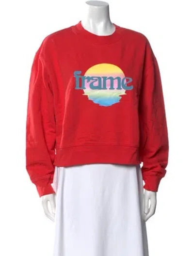 Pre-owned Frame Graphic Print Crew Neck Sweatshirt In Pink