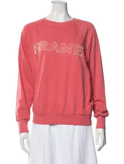 Pre-owned Frame Graphic Print Crew Neck Sweatshirt In Pink