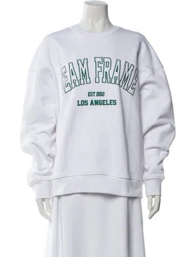 Pre-owned Frame Graphic Print Crew Neck Sweatshirt In White