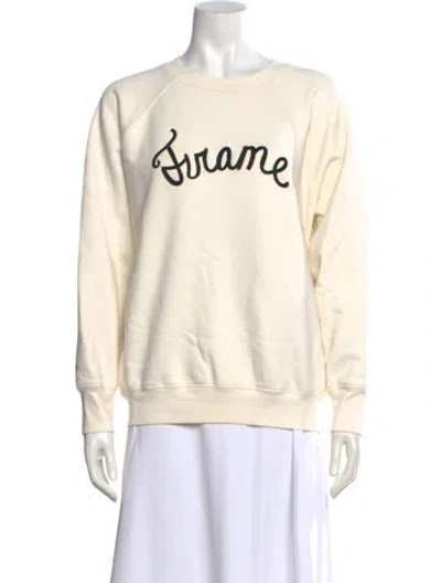 Pre-owned Frame Graphic Print Crew Neck Sweatshirt In White
