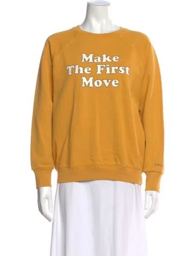 Pre-owned Frame Graphic Print Crew Neck Sweatshirt In Yellow