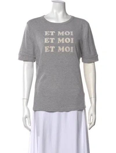 Pre-owned Frame Graphic Print Crew Neck T-shirt In Grey