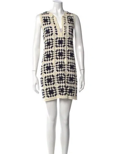 Pre-owned Frame Graphic Print Mini Dress In Neutrals