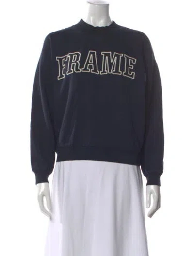 Pre-owned Frame Graphic Print Mock Neck Sweater In Blue