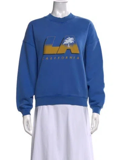Pre-owned Frame Graphic Print Mock Neck Sweatshirt In Blue