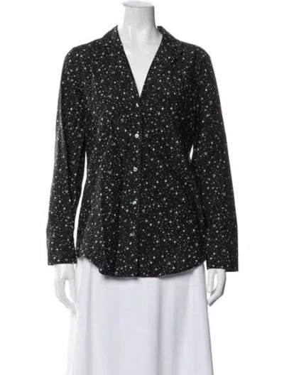 Pre-owned Frame Graphic Print V-neck Blouse In Gray