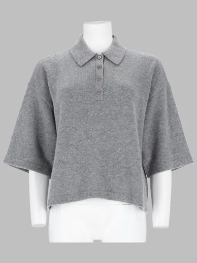 Frame Relaxed Knit Polo Cropped Short Sleeves In Neutral