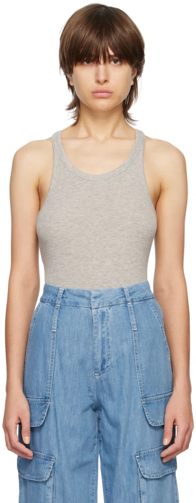 Frame Gray Rib Tank Top In Gris Heather