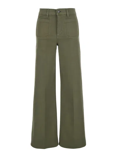 Frame Green Jeans Le Slim Palazzo Modernist Pocket With Five Pockets In Cotton