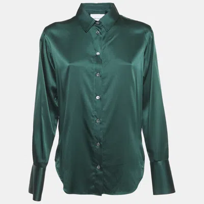 Pre-owned Frame Green Satin Silk Button Front Shirt Xs