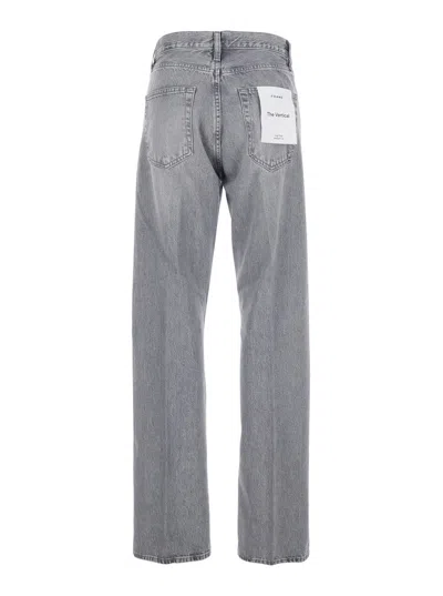 Frame Grey Jeans With Belt Loops And Five-pocket Design In Denim Woman In Gray