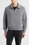 Frame Wool And Cotton Half-zip Sweater In Gray