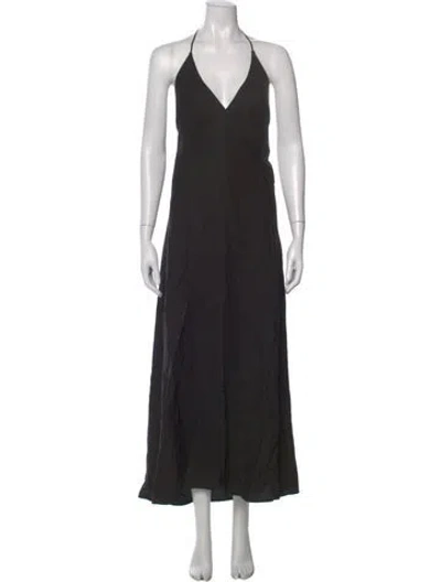 Pre-owned Frame Halterneck Long Dress In Black