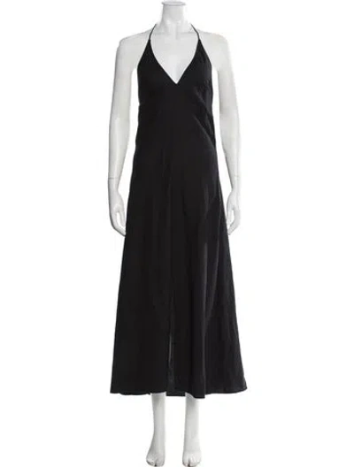 Pre-owned Frame Halterneck Long Dress In Black