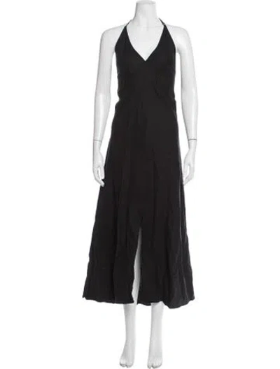 Pre-owned Frame Halterneck Long Dress In Black