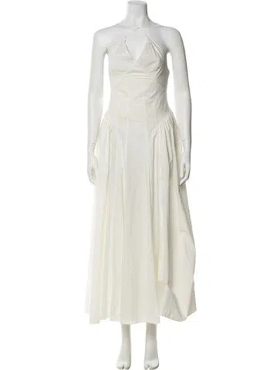 Pre-owned Frame Halterneck Long Dress In Neutral