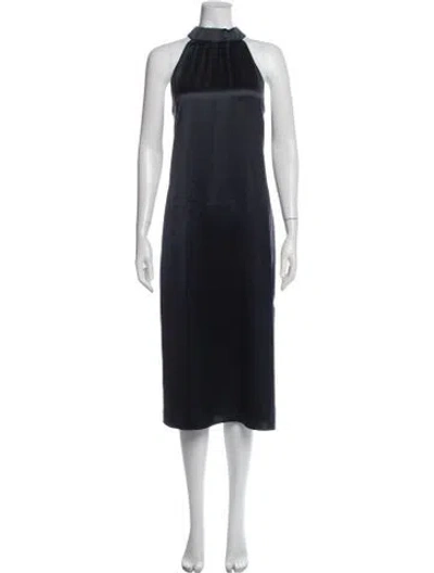 Pre-owned Frame Halterneck Midi Length Dress In Blue