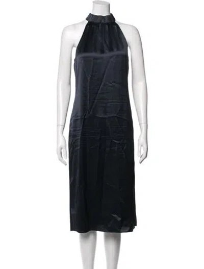 Pre-owned Frame Halterneck Midi Length Dress In Blue
