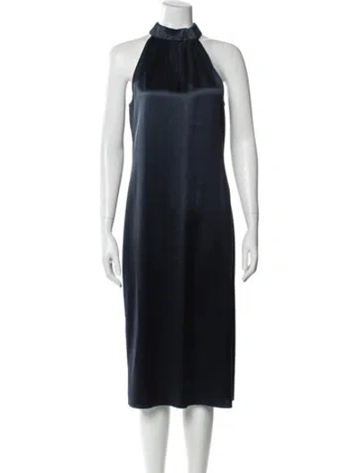 Pre-owned Frame Halterneck Midi Length Dress W/ Tags In Blue