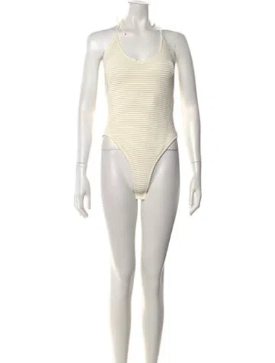 Pre-owned Frame Halterneck Sleeveless Crop Top In White