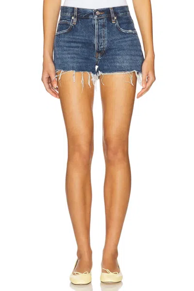 Frame Hang High-rise Short In Rafael In Blue