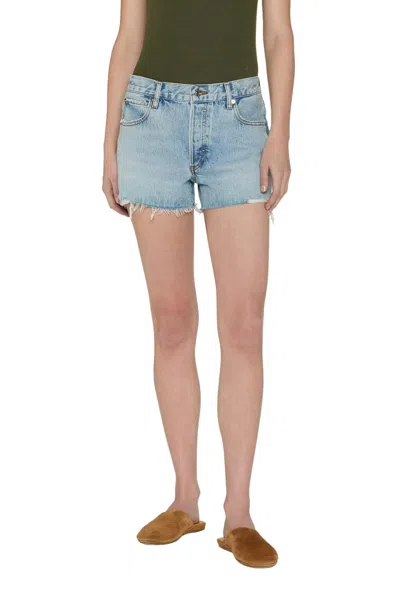 Frame Hang High Waist Denim Short In Swindle In Blue