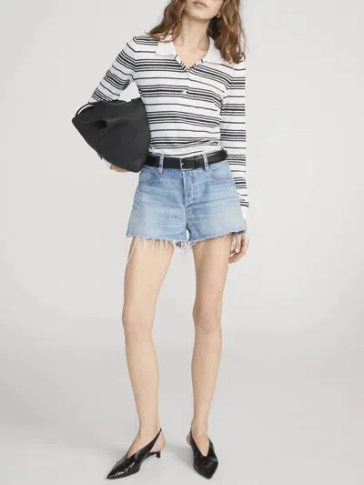 Frame Hang Mid Rise Jean Shorts In Beetle In Blue