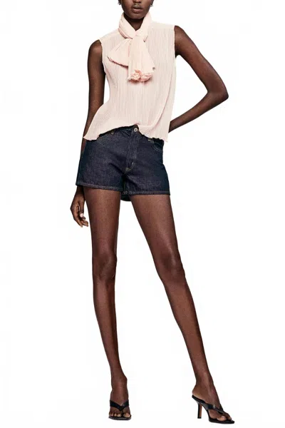 Frame Hang Mid Rise Short In Rinse In Blue