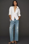 Frame The Hang Ripped Ankle Straight Leg Jeans In Blue