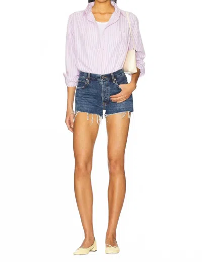 Frame Hang Short Distressed Jean Shorts In Rafael In Blue