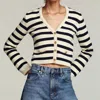 Frame Womens Harbor Stripe-print Knitted Cotton-blend Cardigan Navy Multi In Multi