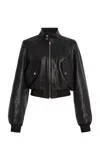 Frame Harrington Leather Bomber Jacket In Black
