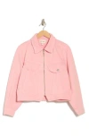 Frame Heart Crop Denim Jacket In Pink