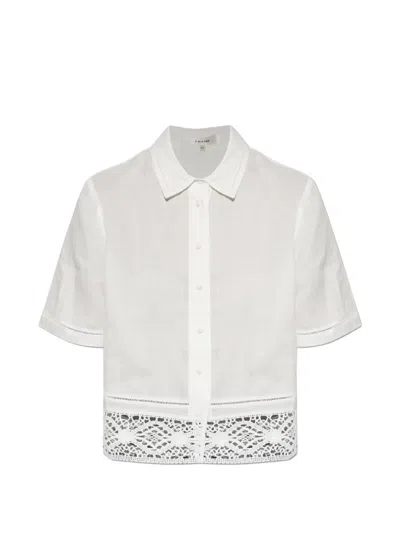 Frame Heirloom Lace-trim Short-sleeve Shirt In White