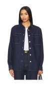 Frame The Trapunto Denim Overshirt In Blue