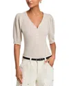 Frame Henley Top In Oatmeal Heather