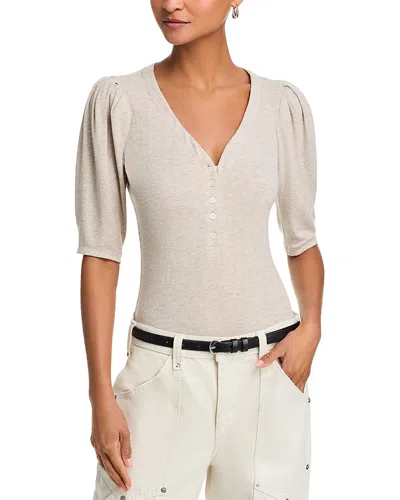 Frame Henley Top In Oatmeal Heather
