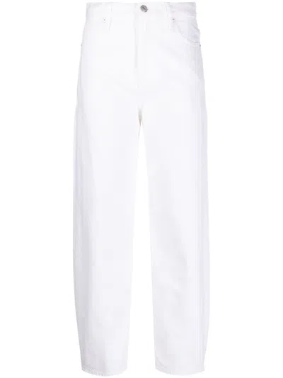 Frame Barrel High-rise Cropped Jeans In Weiss