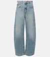 Frame High-rise Barrel-leg Jeans In Blau