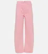 Frame High-rise Barrel-leg Jeans In Pink