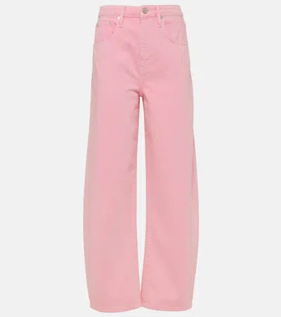Frame High-rise Barrel-leg Jeans In Pink