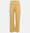Frame High-rise Cropped Cargo Pants In Washed Tan