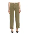 Frame High-rise Curled Jeans In Green