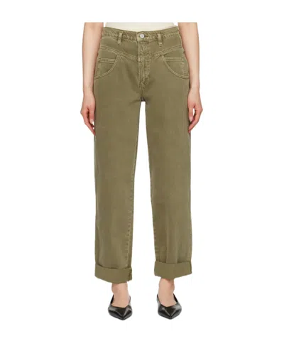Frame High-rise Curled Jeans In Green