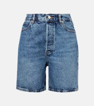 Frame The Timeless High Waist Mid Thigh Denim Shorts In September
