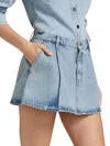 Frame High Rise Pleated Skirt In Outlaw In Blue