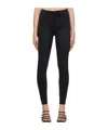 Frame Le High Double Triangle Frayed Mid-rise Skinny Jeans In Black