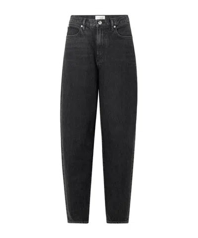 Frame The Narrow Peg High-rise Tapered Jeans In Black