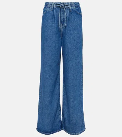 Frame Super Drape High Rise Drawstring Wide Leg Jeans In Ghost In Blue
